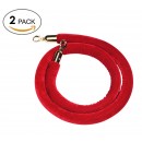 2 pack-Velvet Stanchion Rope Crowd Control Barrier Rope with Brass Hooks ,78.7inch/2 Meter